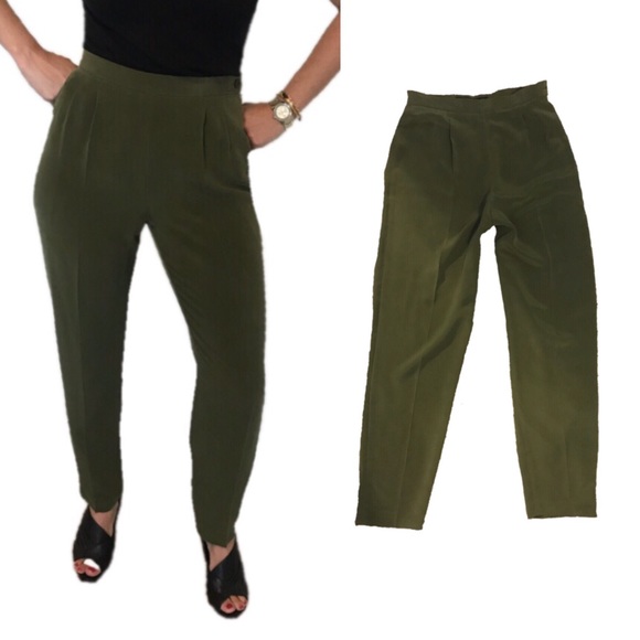 olive green high waisted pants